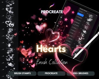 100+ Heart Stamp Brushes for Procreate | Love, Cute Romantic Heart Shapes | Digital Art Illustration Brushes