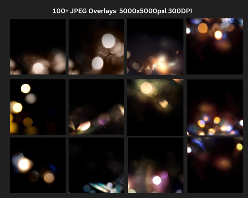 100+ Bokeh Light Leak Overlays: Photoshop Effects (JPEG, 5000x5000 px) (Instant Download) image 4