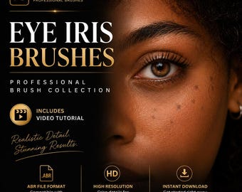 Realistic Eye Iris Photoshop Brushes: Retouching Tools (Digital Download)