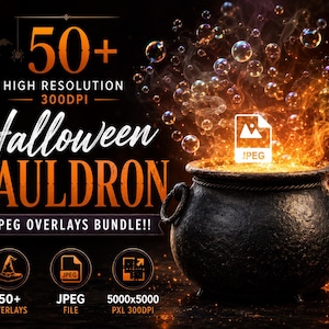 Halloween-Foto-Overlays: Blubbernder Kessel, Rauch- und Nebeleffekte (Digitaler Download, über 50)