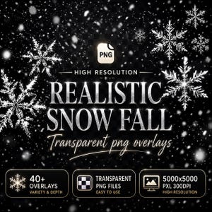 Falling Snow PNG Overlays: Winter Photo Effects (Digital Download)