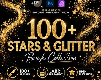 Sparkle and Glow Photoshop Brushes: Star & Glitter Effects (Commercial Use)
