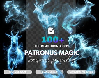 Magical Spirit Animal PNG Overlays: Fantasy Light Effects (Digital Download