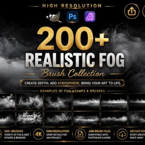 Über 200 realistische Nebel- und Rauch-Photoshop-Pinsel (Digitaler Download)