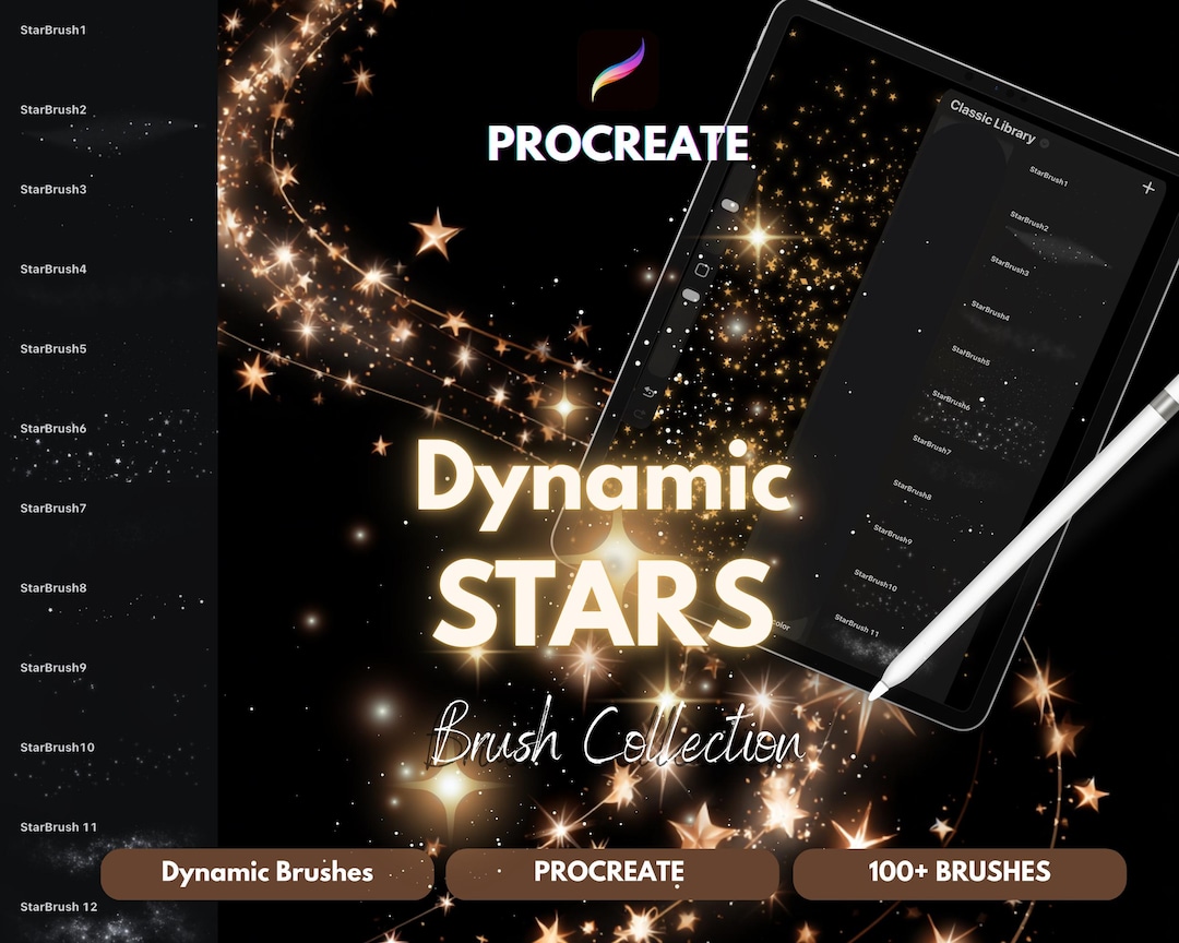 100+ Procreate Star Brushes and Stamps | Dynamic Sparkle, Glow & Star ...
