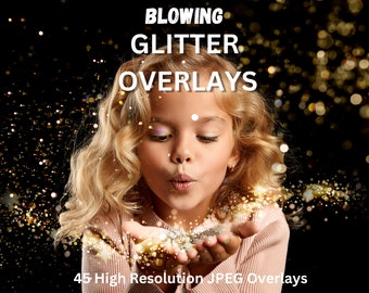 Blowing Glitter Bokeh Photoshop overlays, Photoshop Bokeh brushes, Photoshop overlays, Foreground bokeh overlays, Instant download