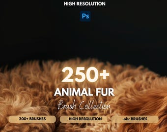 Photoshop Fur Brushes: 240+ Animal Hair & Texture Brushes (Digital Download)