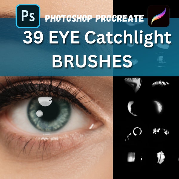 39 Catchlight Photoshop Pinsel, Procreate Augen Pinsel, Photoshop Portrait Pinsel, Procreate realistische Pinsel, Photoshop Eye Blender Pinsel