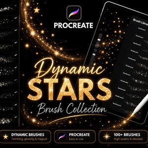 100+ Procreate Star Brushes and Stamps | Dynamic Sparkle, Glow & Star Sky Magic FX Brushes