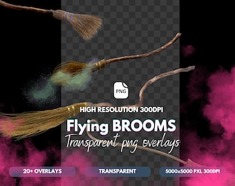 Photoshop-overlays voor bezemsteel: transparante png met magische rookborstels (digitale download)
