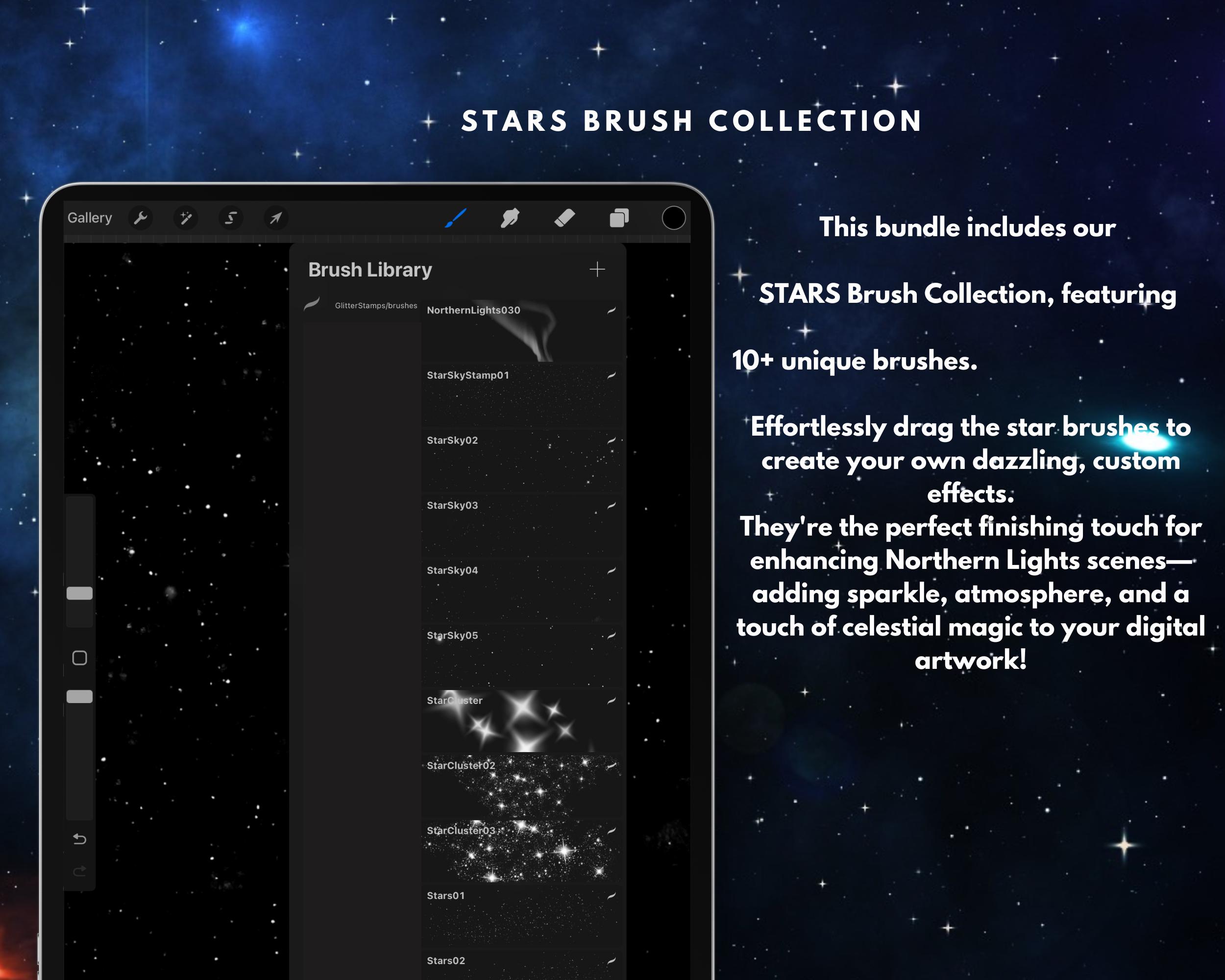 Northern Lights Procreate Brushes: Aurora & Star Brush Set (digital ...