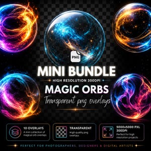 Magic Orb Photo Overlays: Fantasy Light Effects, 300 DPI (PNG Digital Download)