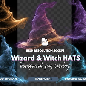 Heksenhoed rook clipart-png&#39;s: Halloween Fantasy-overlays (digitale download)