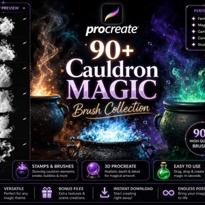 Halloween Procreate Brush Set: Cauldron, Smoke, Magic Effects (Digital Download)
