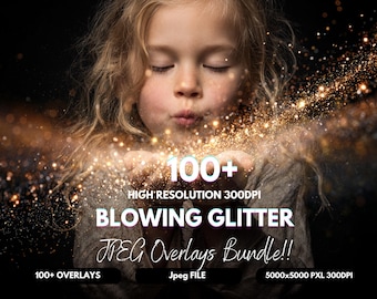 Blowing Glitter Bokeh Photoshop Overlays (Instant Download)