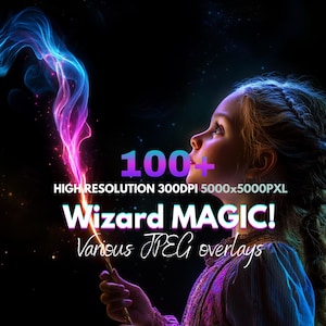 Zauberstab Photoshop Overlays: Magier & Hexe Effekte (Pinsel inklusive)