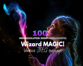 Magic Wand Photoshop Overlays: Wizard & Witch Effects (Brushes Included)