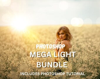 Photoshop Light Effects Bundle: Bokeh Overlays & Brushes (Instant Download)