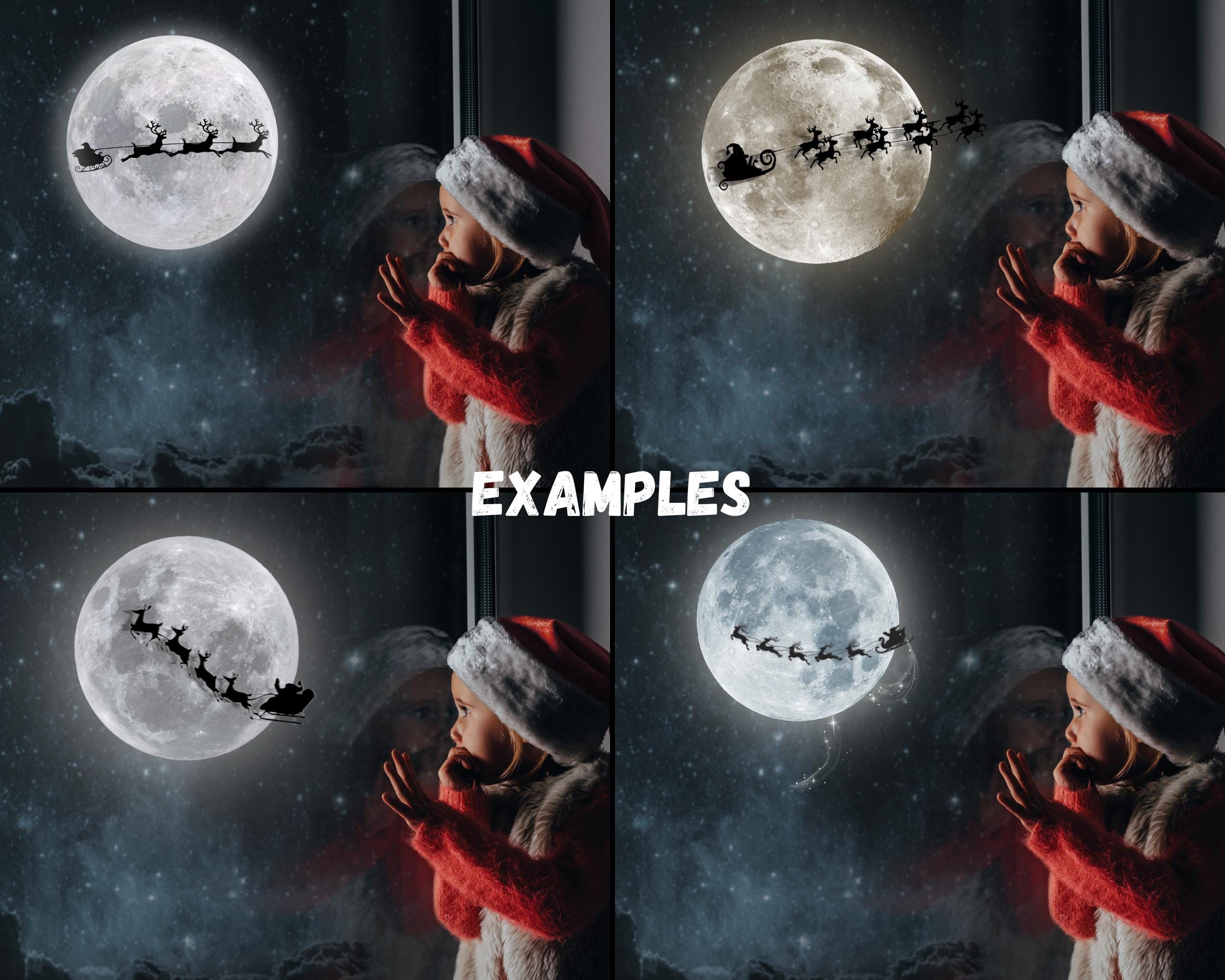 Santa Sleigh Moon Photo Overlays Christmas Sky PNG digital Download santa-sleigh-moon-photo-overlays-christmas-sky-png-digital-download