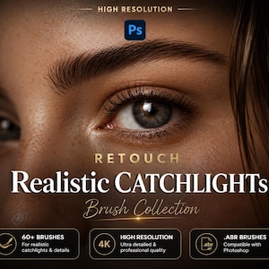 Photoshop Catchlight Brushes: Portrait Eye Glare Effects (ABR File, Digital Download