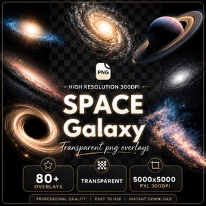 80+ Space Galaxy PNG Bundle | Cosmic Clipart Pack | Planets Stars Nebula galaxy Graphics | Digital Download | Transparent PNG