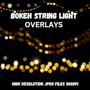 Bokeh String Light Overlays, Twinkle Fairy Lights Overlays, Bokeh-Overlays, Bokeh Christmas Light Overlay, Photo String Lights Photoshop
