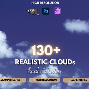 Pincéis de Nuvem do Photoshop: 133 Efeitos de Céu Realistas (ABR, Instruções em PDF)