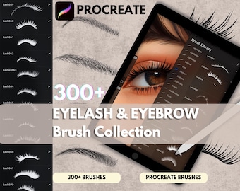 Procreate Eyelash Eyebrow Brush Bundle: 300+ Portrait Eye Brushes (Digital Download)