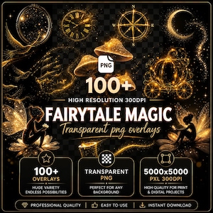 Fairytale Glitter Overlays | Magic Light Effects, PNG Clipart (Digital Download)
