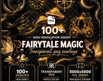 Fairytale Glitter Overlays | Magic Light Effects, PNG Clipart (Digital Download)