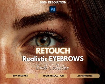 Photoshop Eyebrow Brushes for Photographers, Realistic eyebrow, Portrait retouching brush, Eye retouching, Photo editing, Instant download