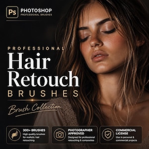 Pennelli per capelli di Photoshop: texture realistiche, arte digitale (download digitale)