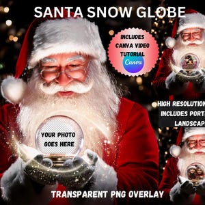 Globo di neve di Babbo Natale: sfondo digitale natalizio (download immediato)