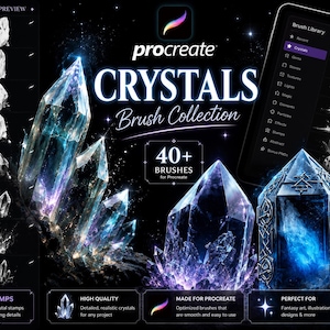 Glowing Crystal Procreate Brushes: Fantasy Art Stamp Brush Set (Digital Download)