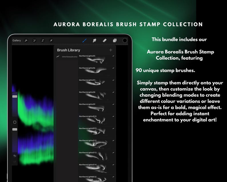 Northern Lights Procreate Brushes: Aurora & Star Brush Set (digital ...