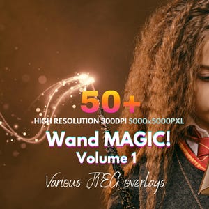 Magic Wand Photoshop Overlays: Witch & Wizard Photo Effects (Digital Download)