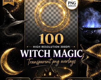 Witchy Elements PNG Overlays: Magical Clipart for Digital Art (Digital Download 5000x5000pxl)