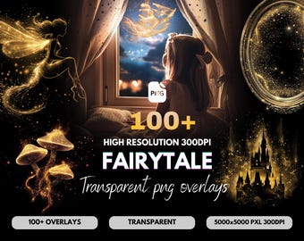 Fairy Tale Photo Overlays: Glitter, Wings, Crowns (Digital Download PNG Clip Art Collection 100+)