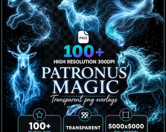 Magical Spirit Animal PNG Overlays: Fantasy Light Effects (Digital Download