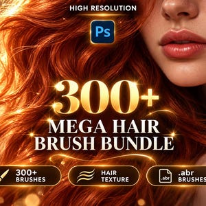 Realistic Hair Photoshop Brushes: Digital Art Texture (Digital Download)