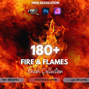 180+ Fire & Smoke Photoshop Brushes: Flame, Spark Effects (Digital Download