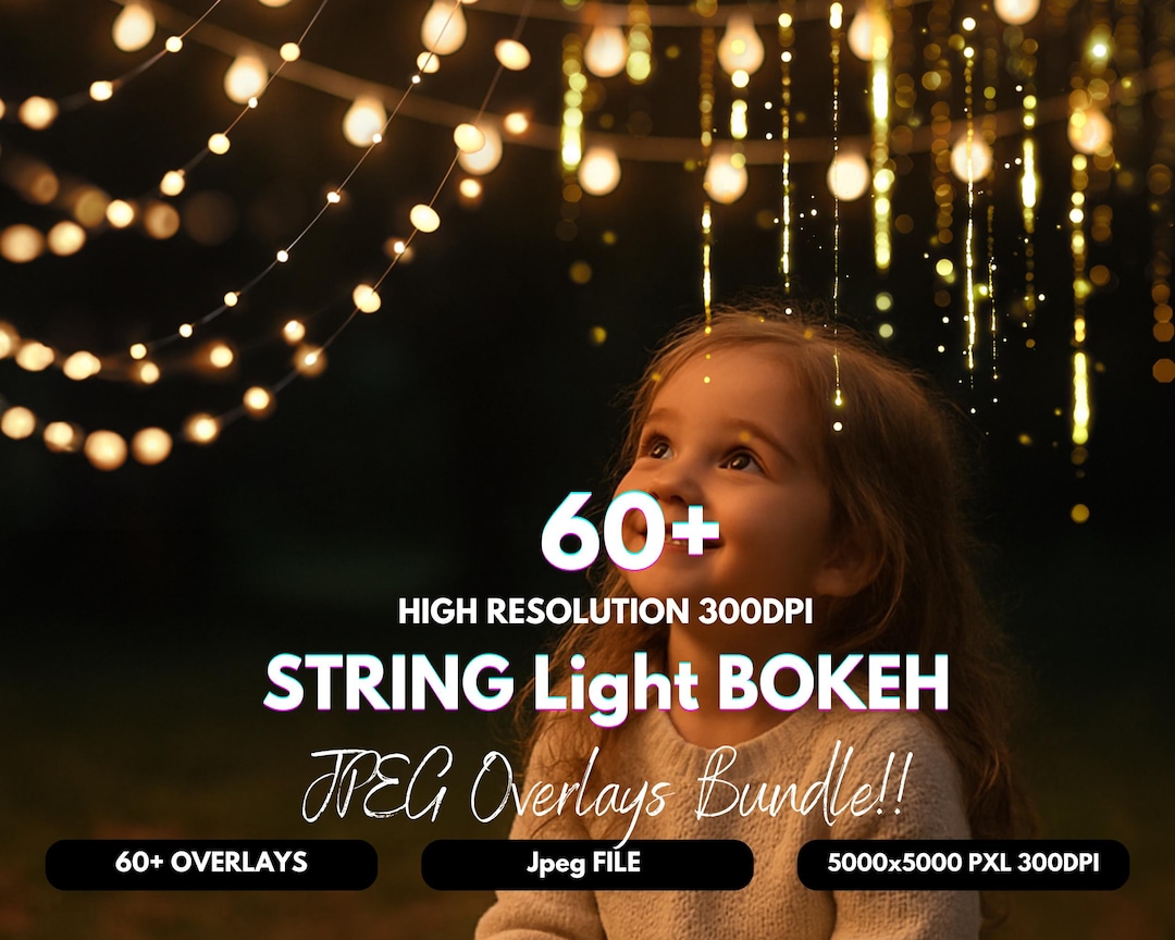Gold Bokeh String Light Photo Overlays (digital Download) - Etsy