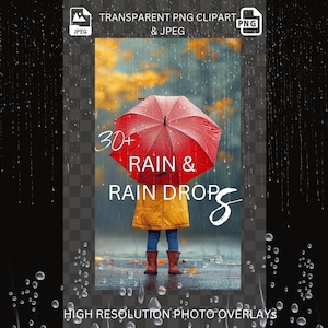 Rain Photo Overlays: Window Droplets Clipart (Digital Download)