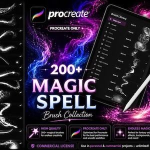 Oltre 200 pennelli Magic Spell Procreate: effetti luminosi e di Halloween