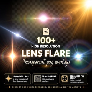 Plus de 100 superpositions PNG d'effets de lumière : lumière du soleil et coucher de soleil (téléchargement numérique)