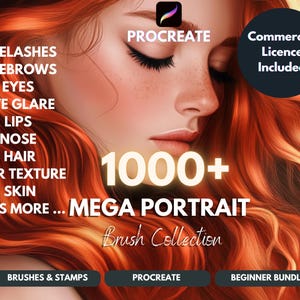 Procreate portretborstelbundel: 1000+ borstels voor haar, ogen en huid (digitale download)