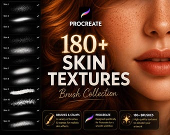 Procreate Skin Brushes: Texture, Pores, Freckles - 180 Brush Set (Digital Download)