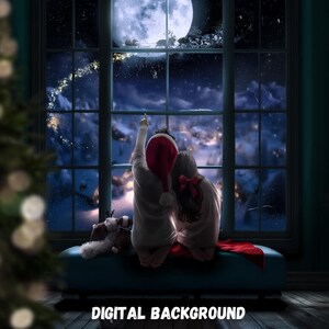 Santas Schlitten Weihnachten Digitaler Hintergrund, Weihnachtsfotografie Hintergrund, Weihnachtshintergrund für Photoshop, Weihnachtskarte Hintergrund