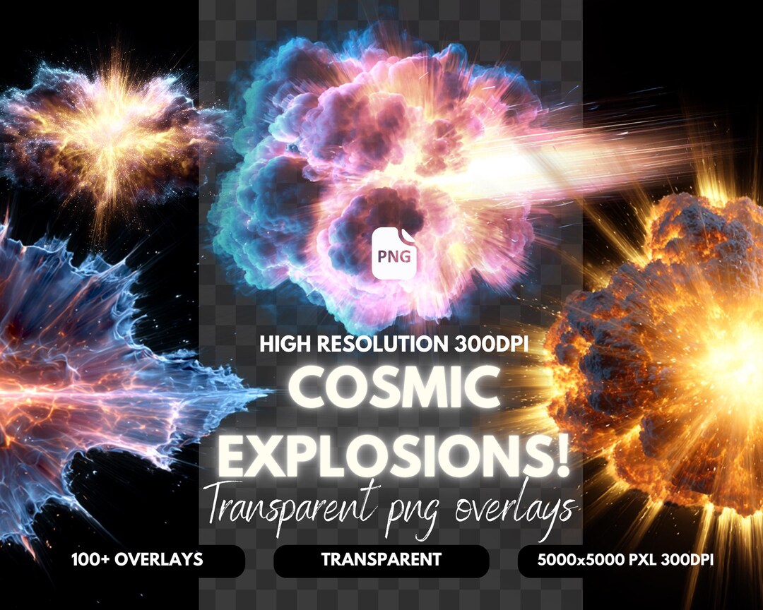 Singularity Explosion Overlay 100+ Cosmic Explosion PNG Overlays, Galaxy Burst Effects, Space Energy ...