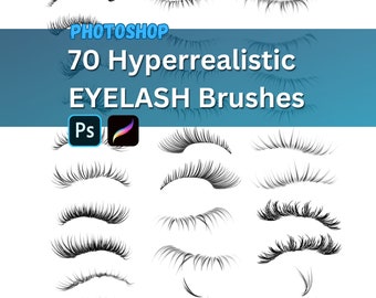 Photoshop eyelashes brushes. Photoshop volume lashes, photoshop brushes eyelashes, hyperrealistic eyelashes, Instant digital download